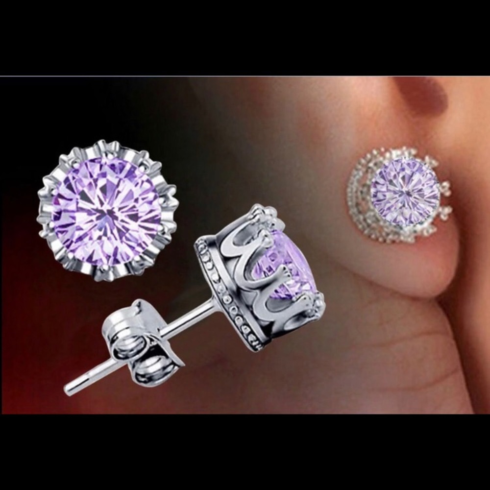 NEW!💙💎💜LOVELY! LAVENDER! CROWN! EARRINGS!💜💎💙 - Picture 3 of 5